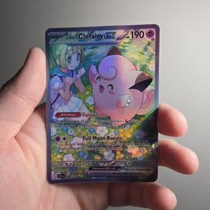 Aimant ou autocollant Pokemon Journey Together Lillie's Clefairy ex 184/159, carte Pokémon fait maison, idéale pour les cadeaux et les cadeaux