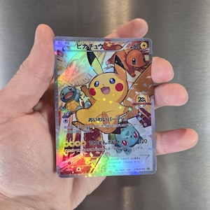 Magnet oder Aufkleber Pokemon Schlacht Festa Pikachu, Mario Pikachu, Poncho Glurak, hausgemachte NICHT echte Pokemon Karte ideal für Geschenke und präsentiert