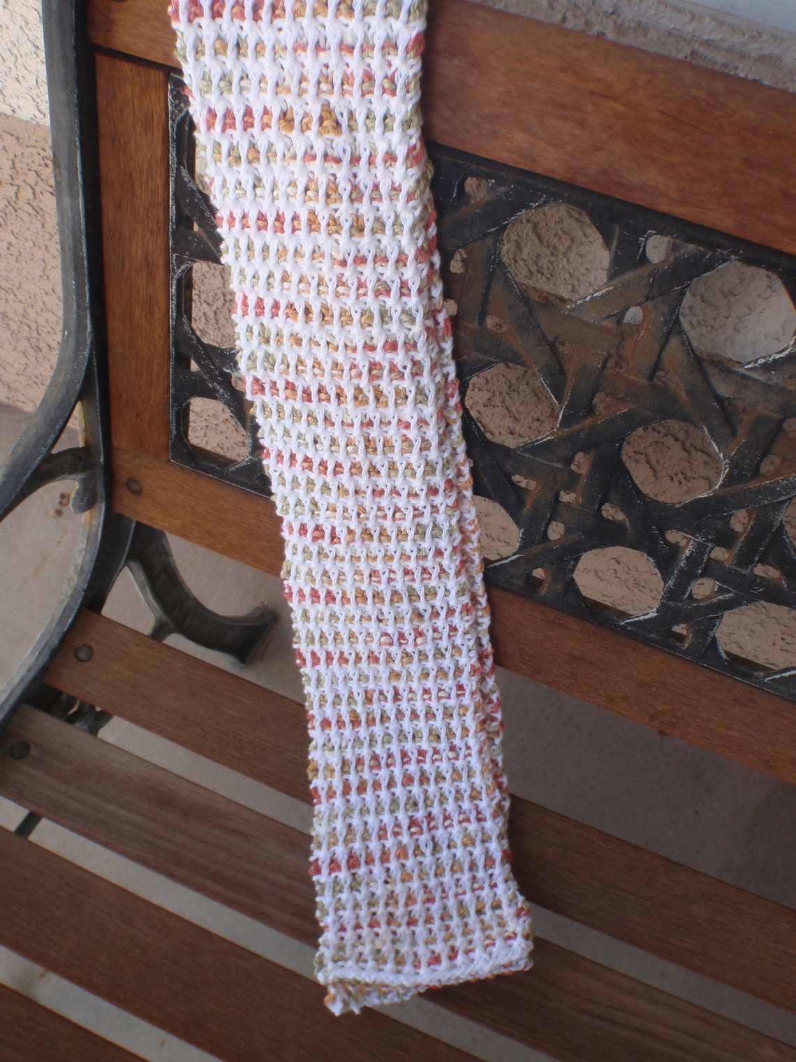 Extra Long Multicolor Cotton Knit Scarf Etsy