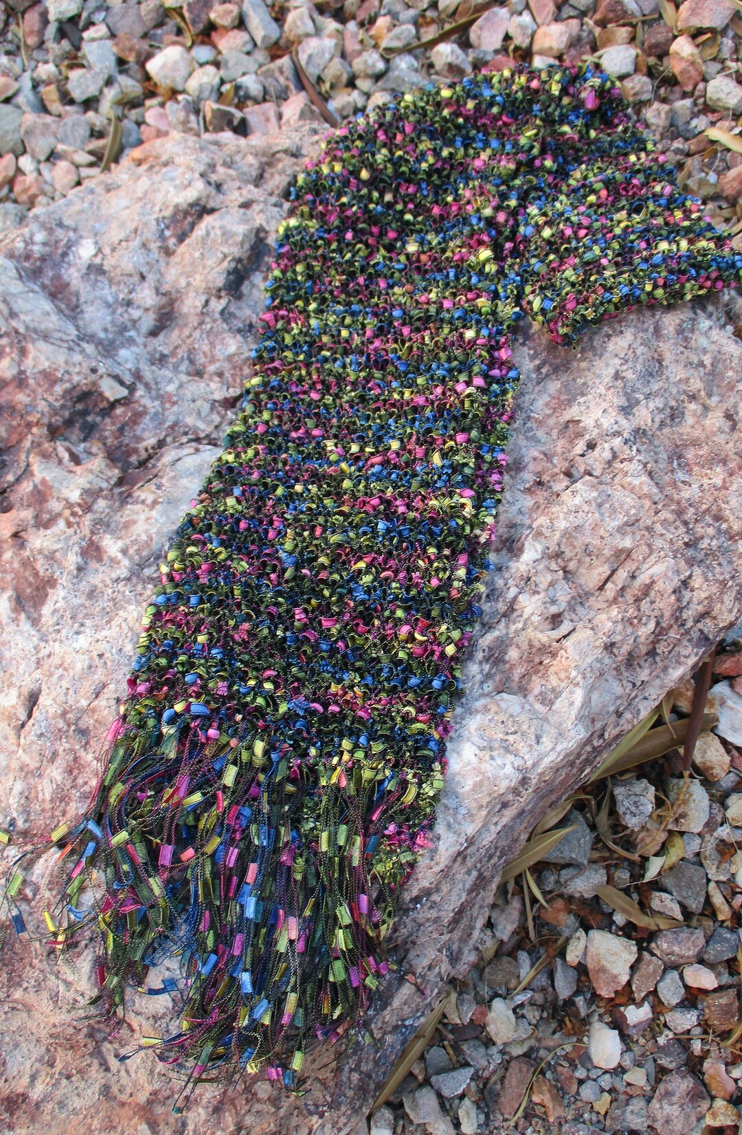 Multi Color Long Ladder Yarn Hand Knitted Scarf - Etsy