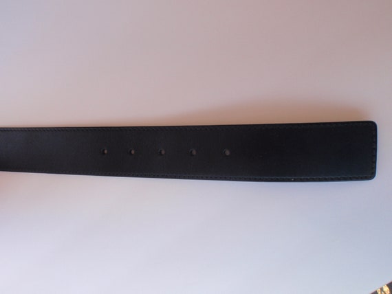 Vintage black leather Gucci belt with GG interloc… - image 4