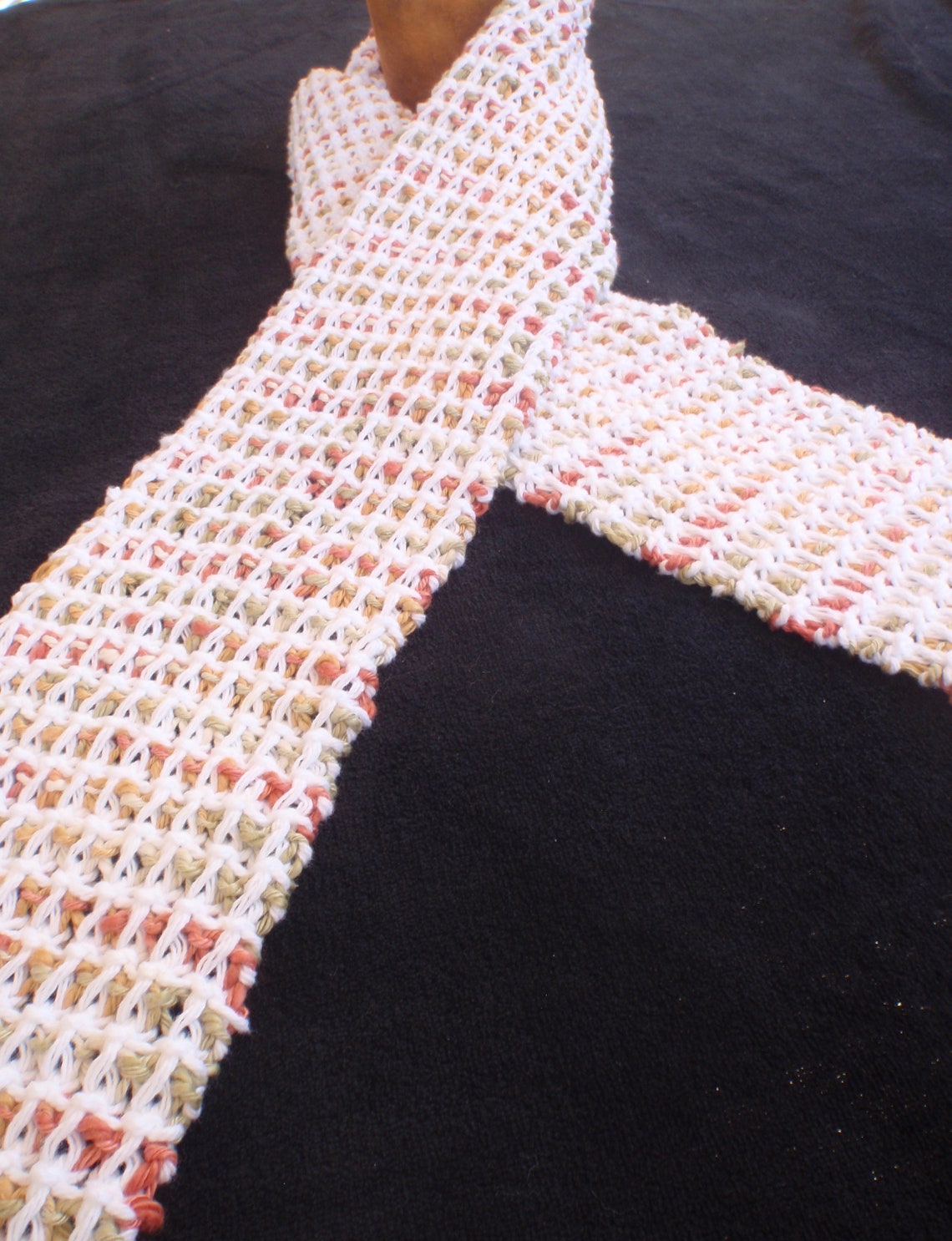 Extra Long Multicolor Cotton Knit Scarf Etsy
