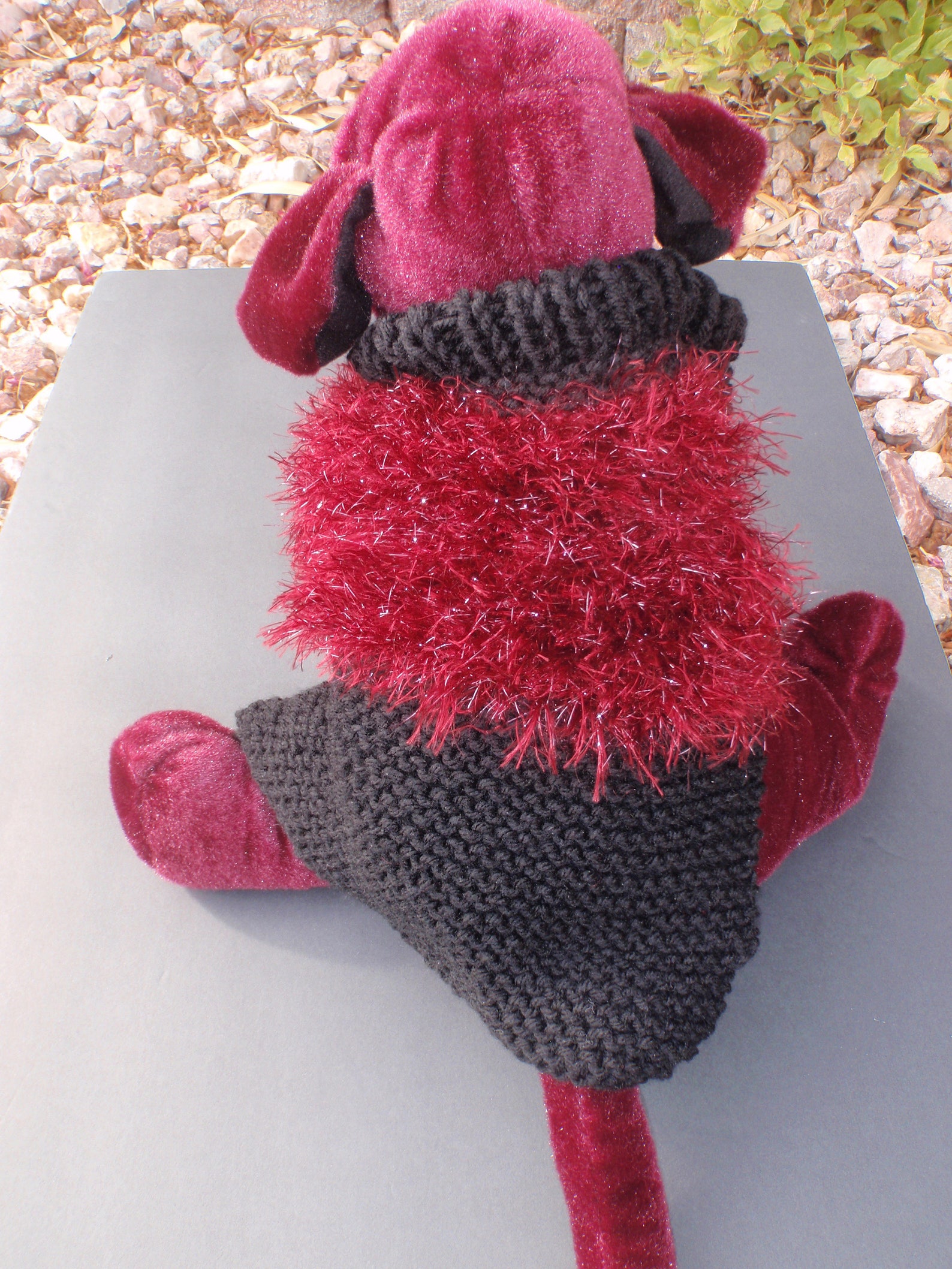 Black Dog Sweater With Maroon Trim Hand Knitted Dog Sweater Etsy