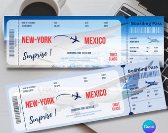 Editable boarding pass template on Canva, Customized air ticket, editable and printable, digital download