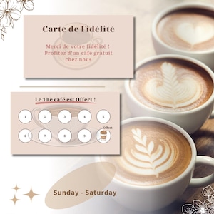 Modelo de cartão de fidelidade de café para impressão, cartões de marketing faça você mesmo, cartão de fidelidade do cliente, produto digital