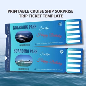 Billet de croisière surprise modifiable et imprimable, carte d'embarquement croisière surprise modifiable Canva, cadeau pour elle