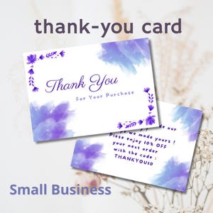 Carte de Remerciement DIY minimaliste pour petites entreprises, carte prête à imprimer ou modifier sur Canva gratuit
