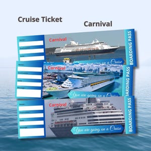 Billet de croisière carnival PDF, Carte d'embarquement pour une croisière à imprimer, idée cadeau