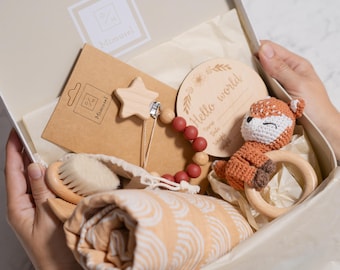 Set regalo personalizzato per neonati (5 articoli) – Ideale per baby shower, battesimi e rivelazioni del sesso, neonati