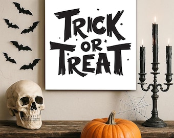 Trick or Treat Acrylic Sign, Boo Door & Wall Decor, Happy Halloween Acrylic Sign, Haunted House Halloween Wall Decor, Spooky Wall Art