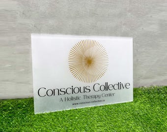 Custom Acrylic Business Logo Sign | 3D Rectangular Business Acrylic Door Sign | New Business Gift | Gift for Boss | Personalized Salon Sign