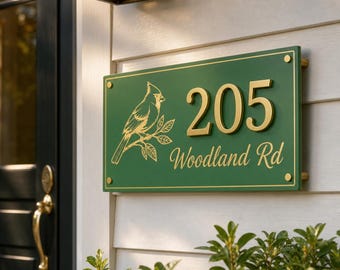 Custom Rectangular Acrylic House Number Sign | Outdoor Address Plaque for Home Wall Gate Entryway with Custom Icons & Golf Palms Motifs