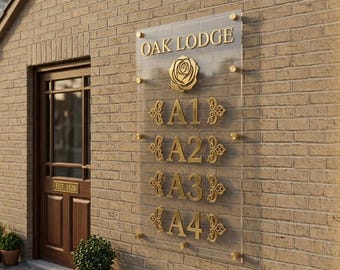 Custom Acrylic House Number Sign | Modern Address Plaque for Home Door, Apartment, Villa and Cottage Entryway