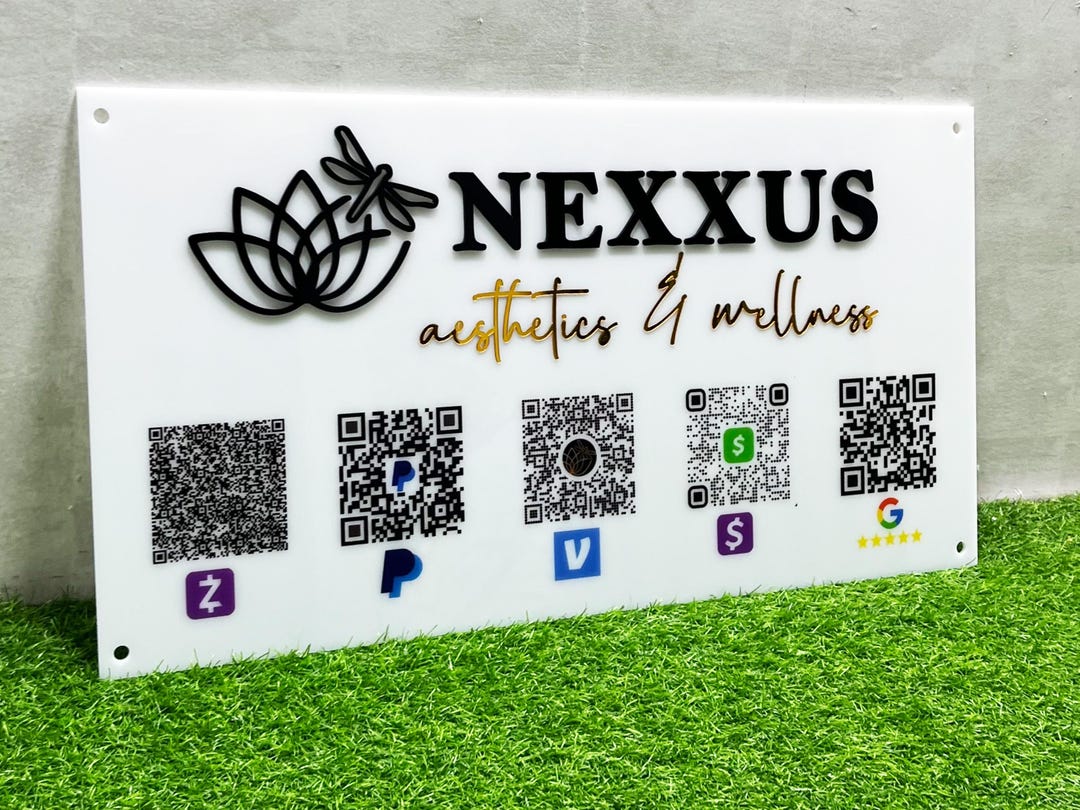 Custom QR Code Display Signs, Personalized Acrylic Business Logo Sign ...