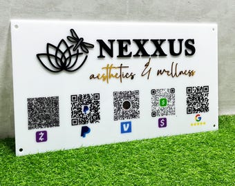 Aangepaste QR-codedisplayborden, gepersonaliseerd acryl bedrijfslogobord, acryl kantoorbord, aangepaste borden voor bedrijven, bedrijfsdeurbord