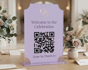Custom Shaped Acrylic QR Code Sign | Tabletop Desk Display Stand for Social Media, WiFi, Menu, Reviews for Boutique, Salon, Cafe and Shop