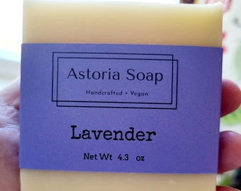 Lavender - Handmade Soap - Vegan - Sustainable Palm Oil - Zero Waste - Color Free - Phthalate Free - Unisex - Essential Oil - Astoria Soap
