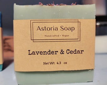 Lavender & Cedar - Handmade Soap - Vegan - Sustainable Palm Oil - Zero Waste - Phthalate Free - Unisex - Astoria Soap