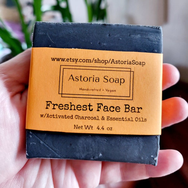 Freshest Face Bar w/ Activated Charcoal - Handmade Soap - Vegan - Low Comedogenic Oils - Palm Free - Essential Oils - Unisex - Astoria Soap