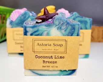 Coconut Lime Breeze - FREE SOAP SAVER - Handmade Soap - Plant Based - Sustainable Palm Oil - Vegan - Unisex - Phthalate Free - Astoria Soap