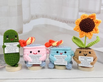 Emotional Support Gift Set-crochet Dumpster Fire/sunflower/pickle