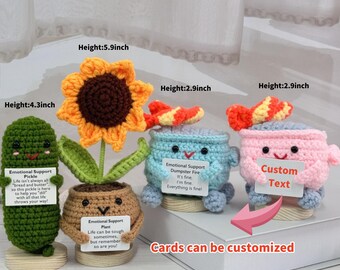 Emotional Support Gift Set-crochet Dumpster Fire/sunflower/pickle