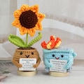 Emotional Support Gift Set,Funny Crochet Dumpster Fire with Crochet Sunflower-Crochet Trash Can,Humorous Design,Thank you gift,Cheer up gift