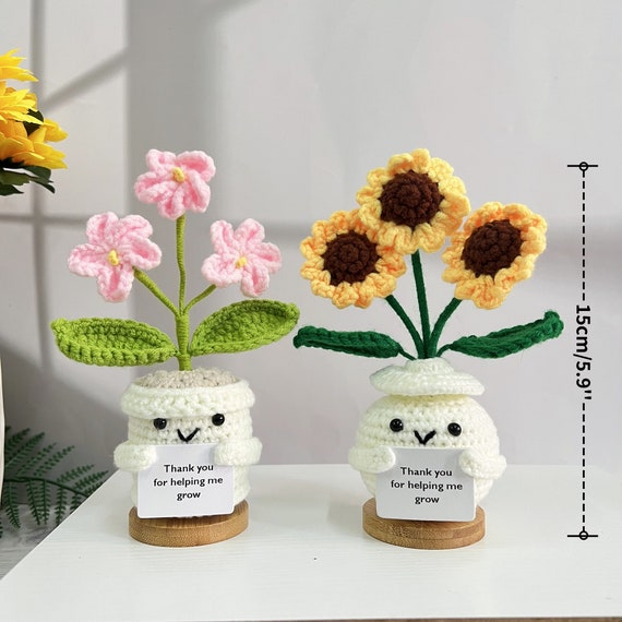 Lackycc Easter Basket Essentials Stuffers Positive Crochet Animals Flower-MOM For Mom,Appreciation Graduation Gifts For Women,Emotional
