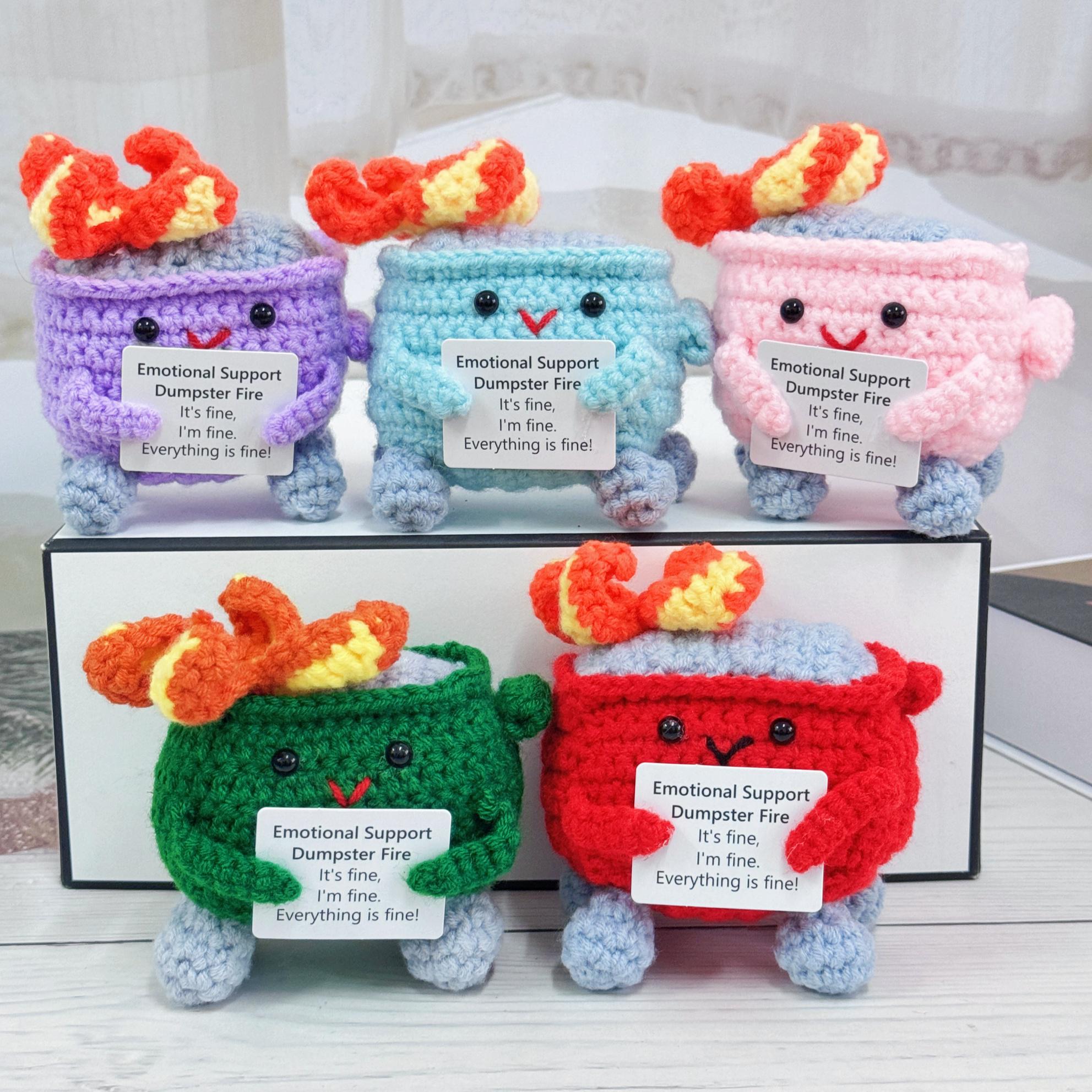 Cute Crochet Emotional Support Dumpster Fire,i'm Fine Everything