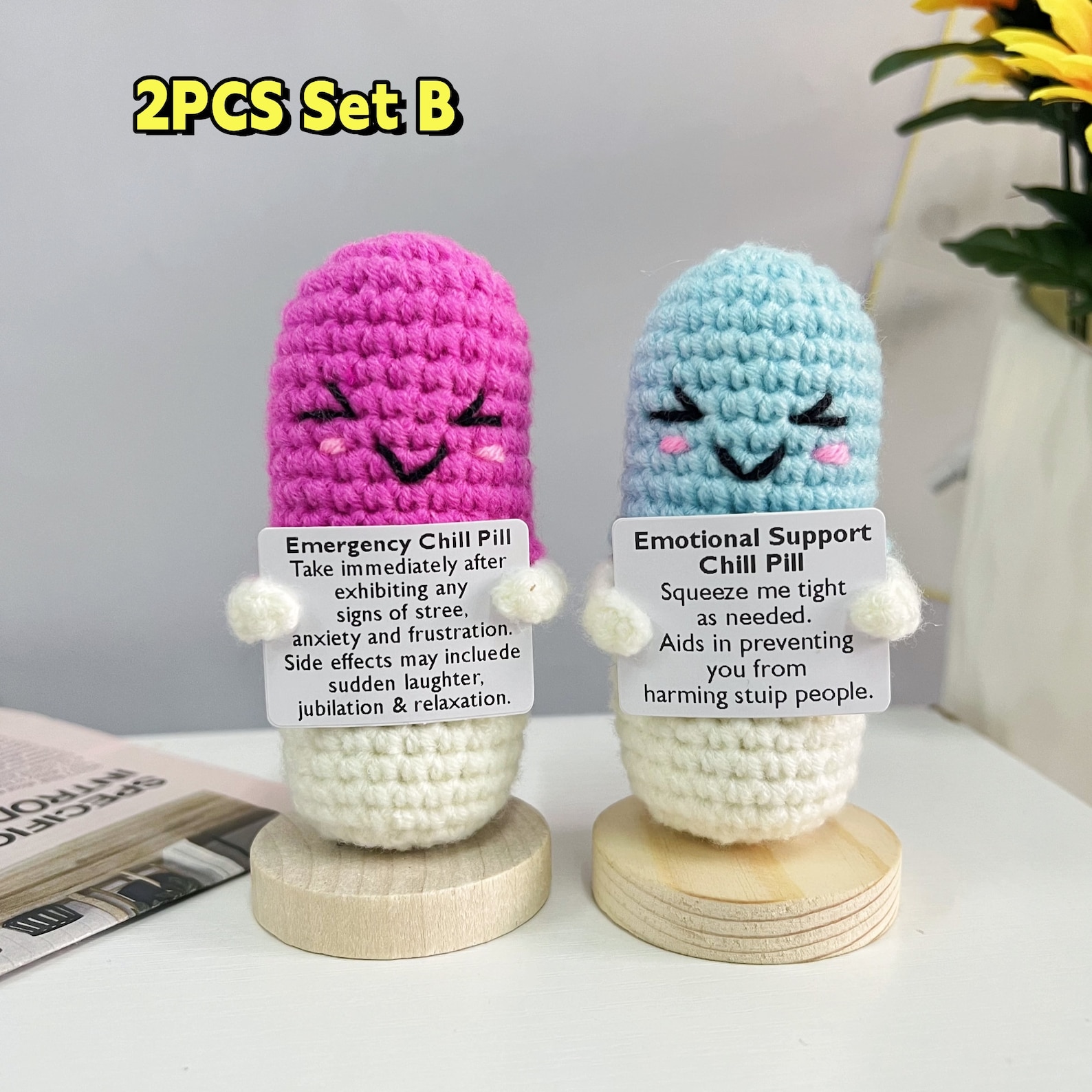 Funny Crochet Chill Pills-emotional Support Pill-chill Pill Fidget ...