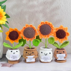 Adorable Handmade Crochet Sunflowers,Emotional Support Plant,Thank you for helping me grow,Crochet DeskDecor,Gifts for Boss/Teachers/Friends