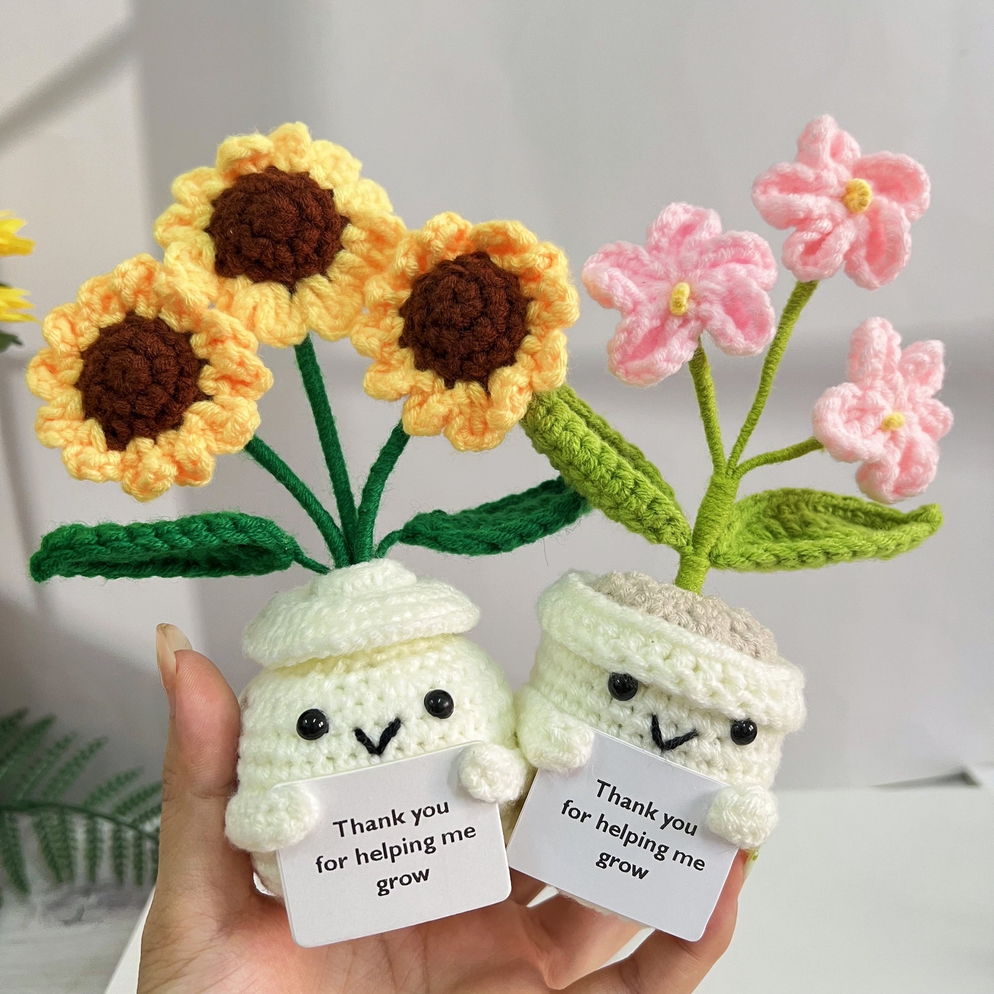 Handmade Crochet Sunflower and Forget-me-not,emotional Support