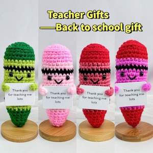 Schattige gehaakte kleurpotloden-handgemaakt bedankje-bedankt voor leraar-terug naar school cadeau-krijt speelgoed-cadeau voor leraren-leraar bureau decoratie