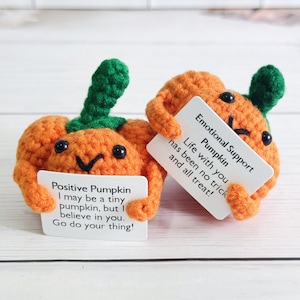 Adorable Handmade Crochet Pumpkin,Emotional Support Pumpkin,Positive Pumpkin,Crochet Halloween Desk Decor,Halloween Gifts,Halloween Pumpkin