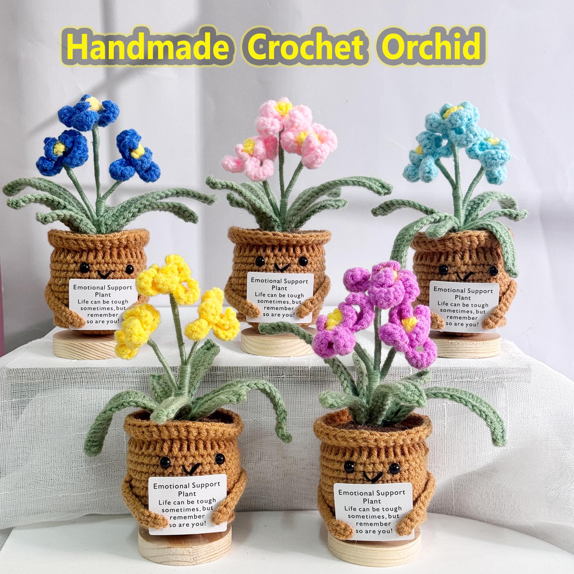 Handmade Crochet Orchid Potted Flower,crochet Flower Gift