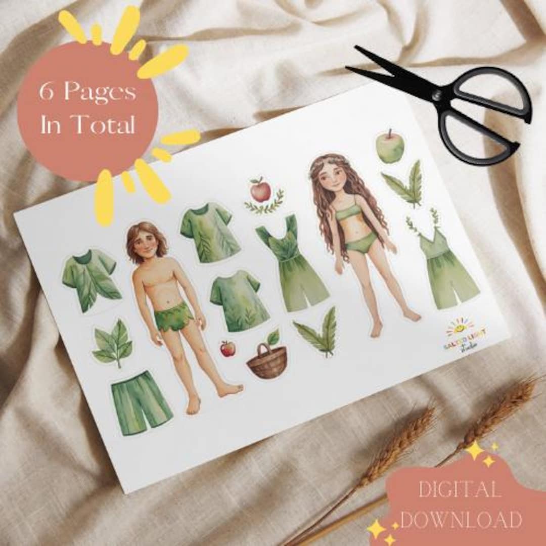 Adam and Eve Paper Doll Kit Printable Activity Craft Homeschool