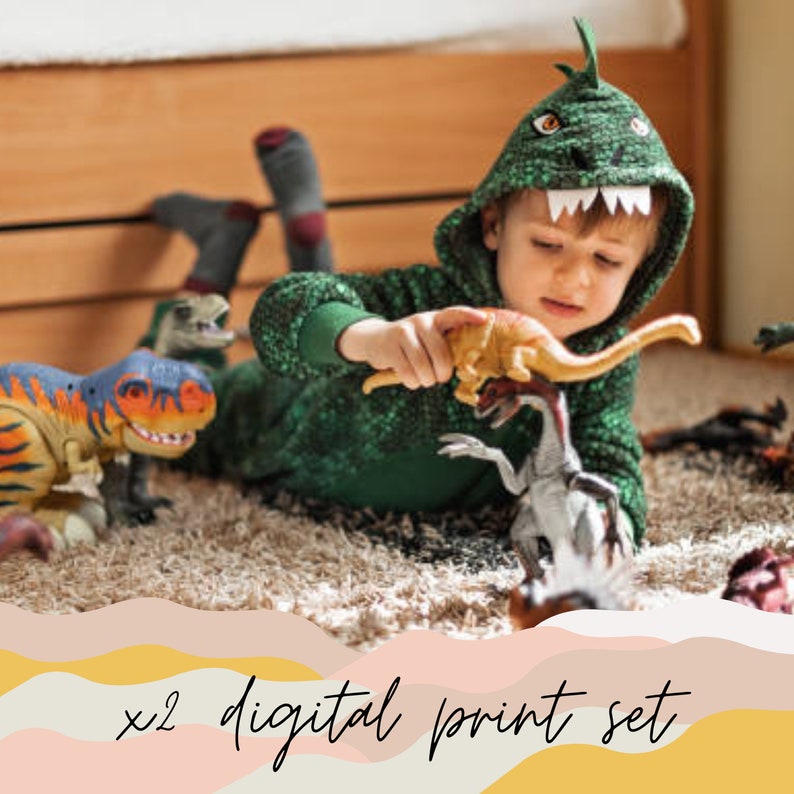 Dinosaur Affirmations Chart Illustration Artwork Poster Set| Christian ...