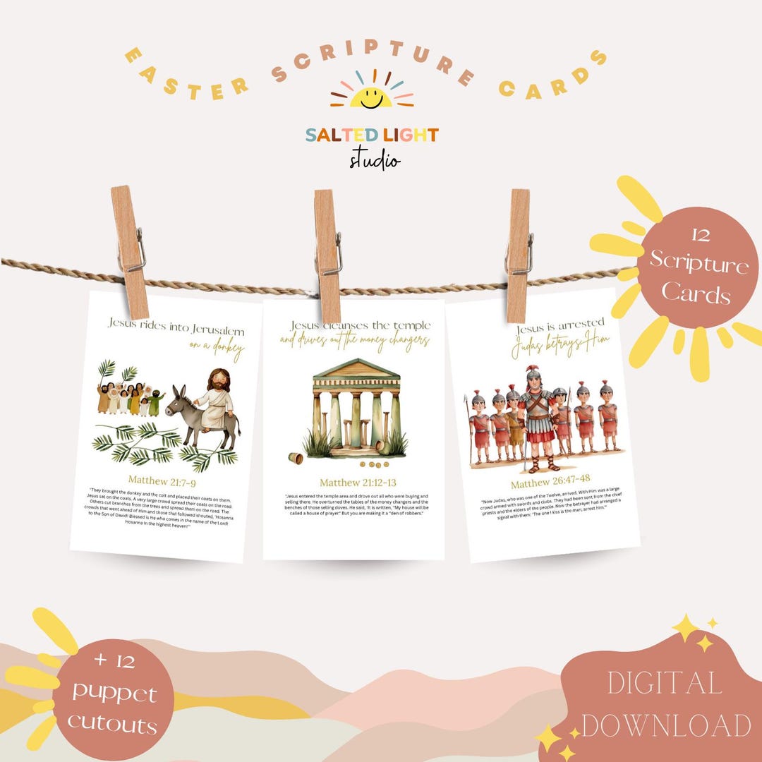 Easter Story Cards Christian Easter Story Resurrection Holy Week Palm ...