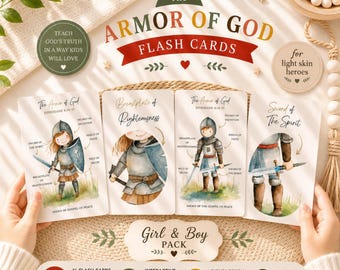 Ephesians 6:14-17 - Full Armor of God - Christian Homeschool Printable - Kids Scripture Art - Bible Verse Nursery Art - Whole Armor of God