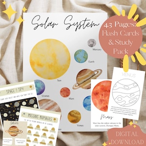 Solar System Planet Space Workbook | Homeschool Printable, Planet Unit Study, Flash Cards, Outer Space, Kindergarten, Montessori, Activity