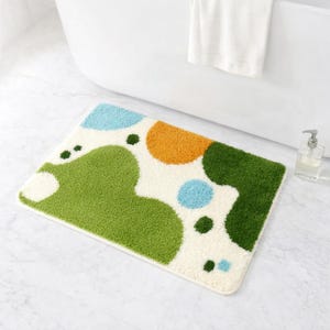 Green Moss Bath Rug Landscape Bathroom Décor Soft Absorbent Microfiber Floor Mat Machine Washable Carpet