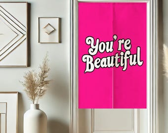 Rose Red Noren Japanese Doorway Curtain, Lovely Privacy Window Curtains for Room Divider Tapestry Curtains for Kitchen Decor