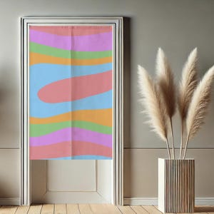 Colorful Japanese Door Curtain for Doorway Privacy, Modern Abstract Window Curtains, Room Divider Tapestry Curtain for Kitchen Home Decor