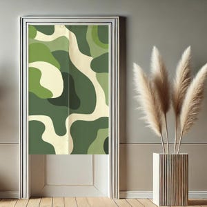 Green Moss Door Curtain for Doorway Privacy, Modern Art Noren Japanese Curtains, Room Divider Tapestry Curtain for Kitchen Home Decor
