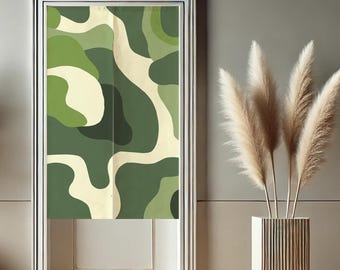 Green Moss Door Curtain for Doorway Privacy, Modern Art Noren Japanese Curtains, Room Divider Tapestry Curtain for Kitchen Home Decor