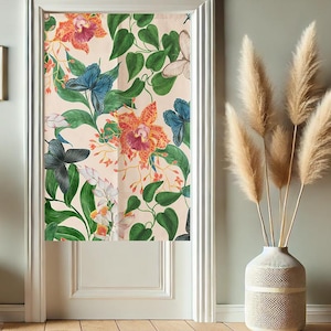 Flowers Noren Japanese Door Curtain for Doorway Privacy Modern Art Window Curtains for Room Divider Tapestry Curtain for Kitchen Home Decor