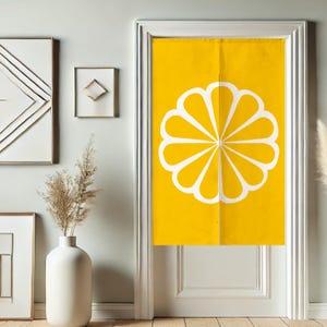 Lemon Japanese Door Curtain for Doorway Privacy, Yellow Window Curtains, Room Divider Tapestry Curtain for Kitchen Home Decor