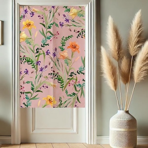 Flowers Floral Noren Japanese Door Curtain for Doorway Privacy Modern Art Window Curtains for Room Divider Tapestry Curtain for Home Decor