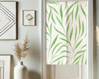 Leaf Noren Japanese Door Curtain for Doorway Privacy Green Leaves Window Curtains for Room Divider Tapestry for Kitchen Home Decor