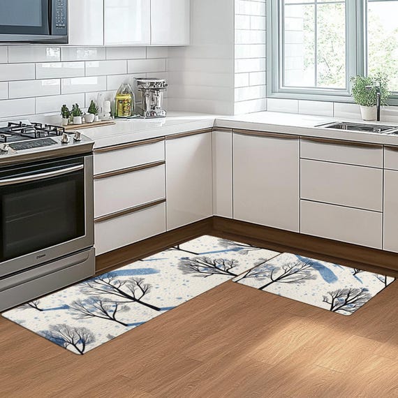 Set Di 2 Tappeti Da Cucina Antiscivolo E Lavabili - Morbidi, Assorbenti, Anti-affaticamento - 43x75cm E 43x120cm
